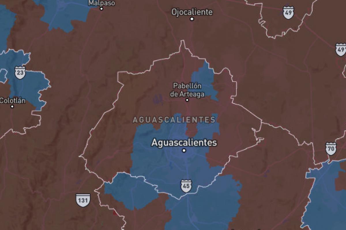 Así se ve el mapa de Aguascalientes